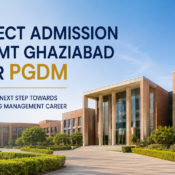Direct Admission in IMT Ghaziabad for PGDM concept image featuring a modern educational campus with contemporary architecture, landscaped pathways, and a professional academic environment.
